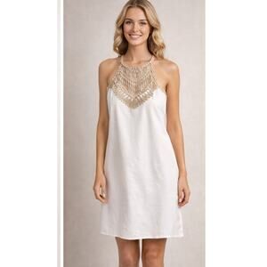 Women's Lilly Pulitzer Dress Romper Medium Silk Pearl Shift Resortwear